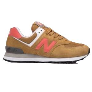 New Balance 574 Brown Solar Red Casual Athletic Lifestyle Sneakers Shoes 9
